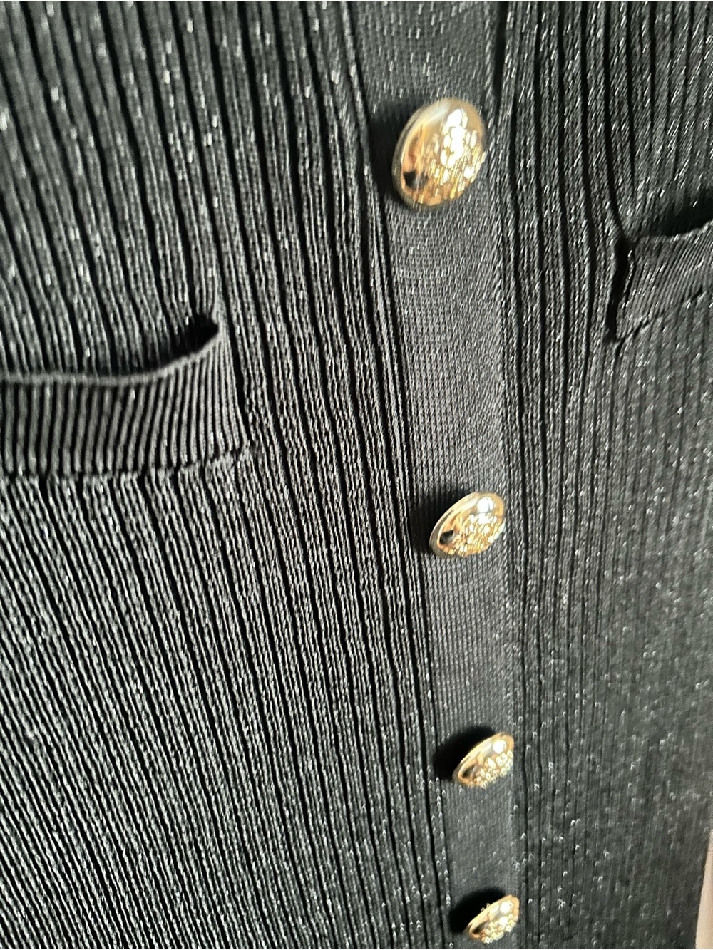 Mable Black Ribbed Button-Front Knit Dress - Picture 6 of 10